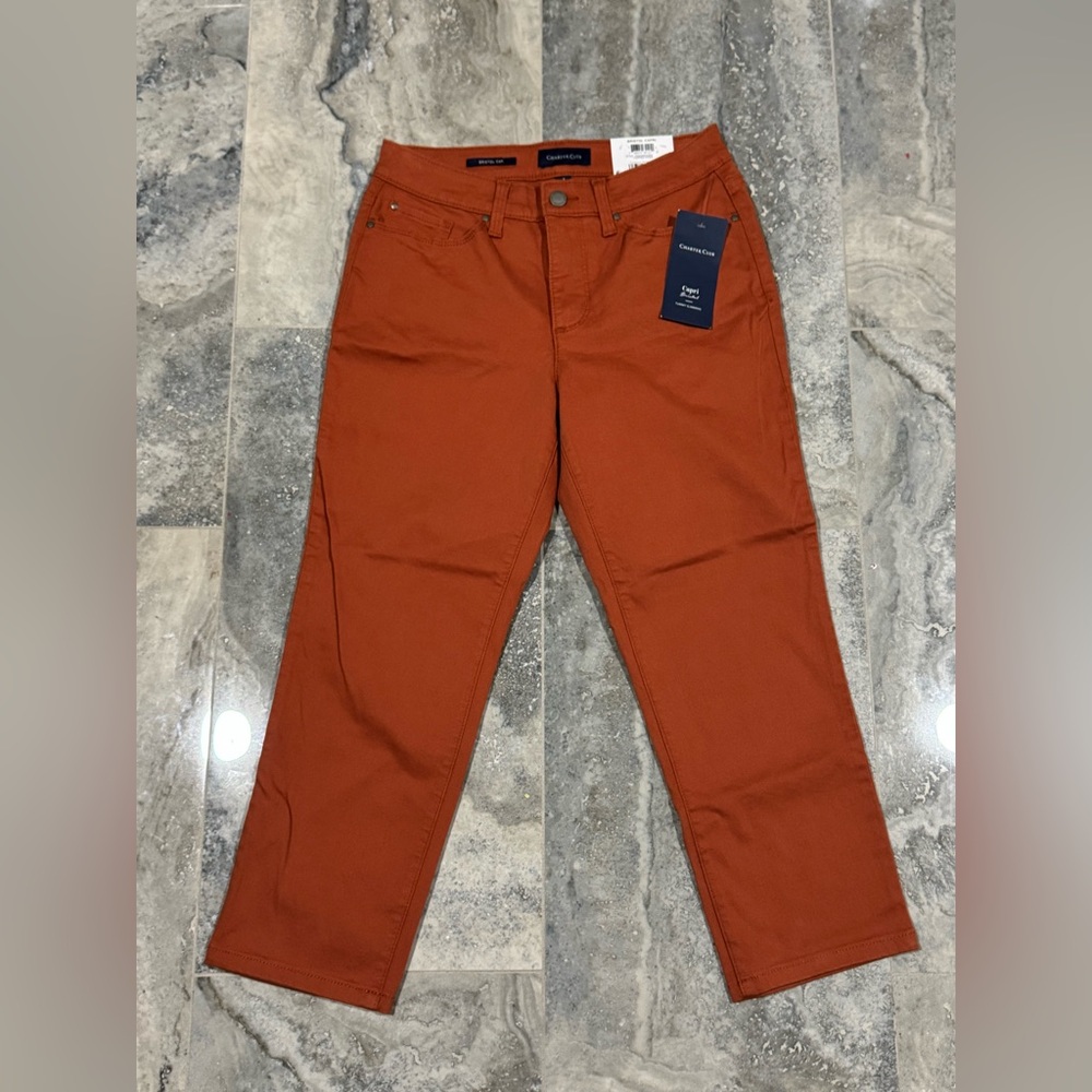 Charter Club Women's Ankle Pants in Rust Orange